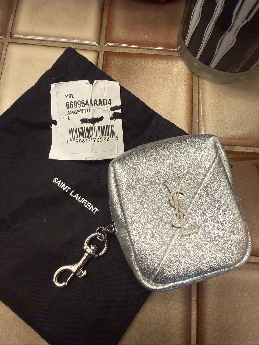 Saint Laurent Silver Metallic Mini coin purse/belt accessory - Picture 4 of 4
